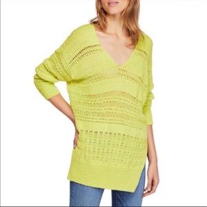 Free People Hot Tropic Limelight V-Neck Sweater XS